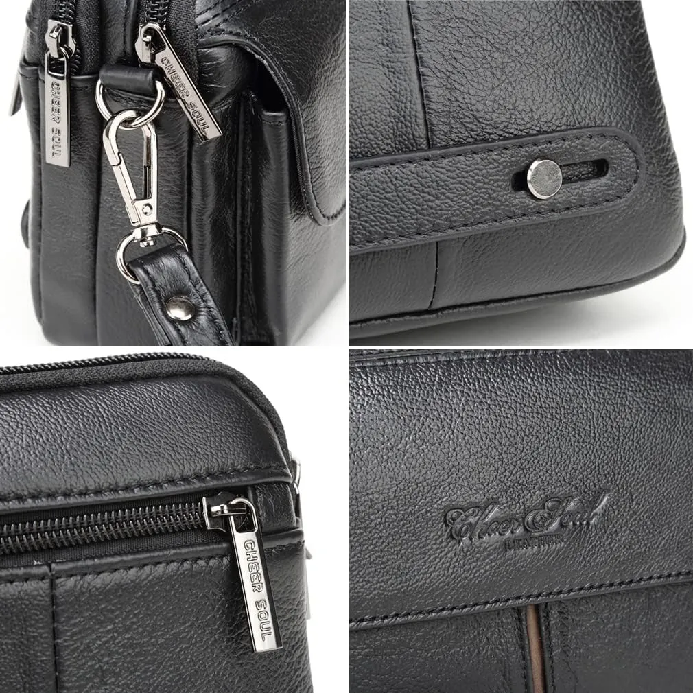KPYWZER Leather Clutch Purse Wallet Men Wrist Bag