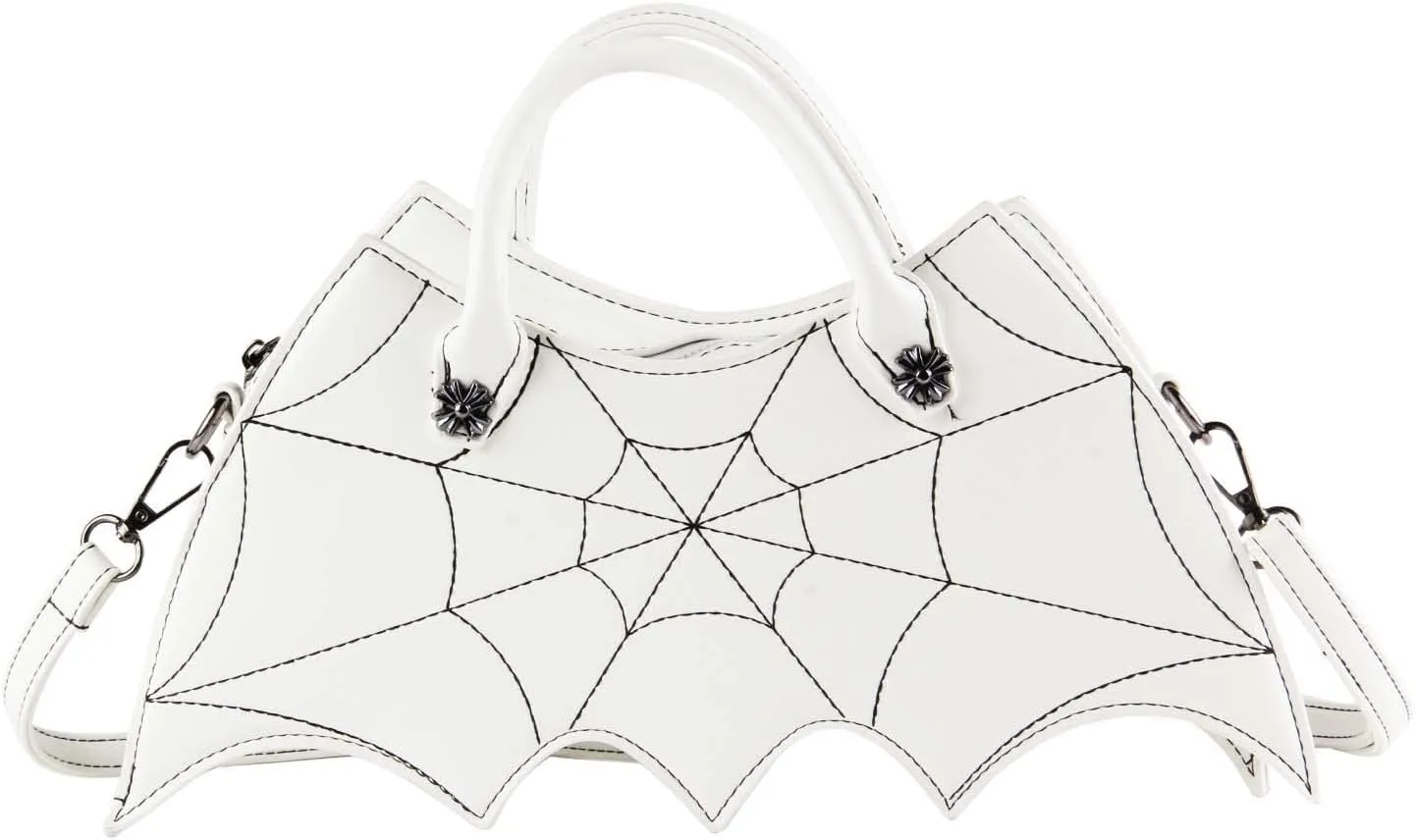 KUANG! Women Novelty Bat Spider Web Devil Tote Shoulder Bag Fashion Halloween Treat or Trick Handbags for Girls