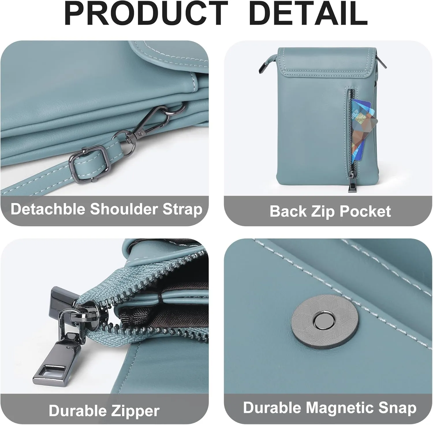 KUKOO Small Crossbody Bags for Women Cell Phone Purse Wallet Bag PU Leather with Shoulder Strap