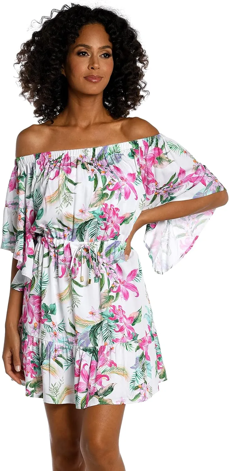 La Blanca Women's Off Shoulder Mini Dress Swimsuit Cover Up