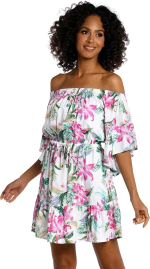 La Blanca Women's Off Shoulder Mini Dress Swimsuit Cover Up