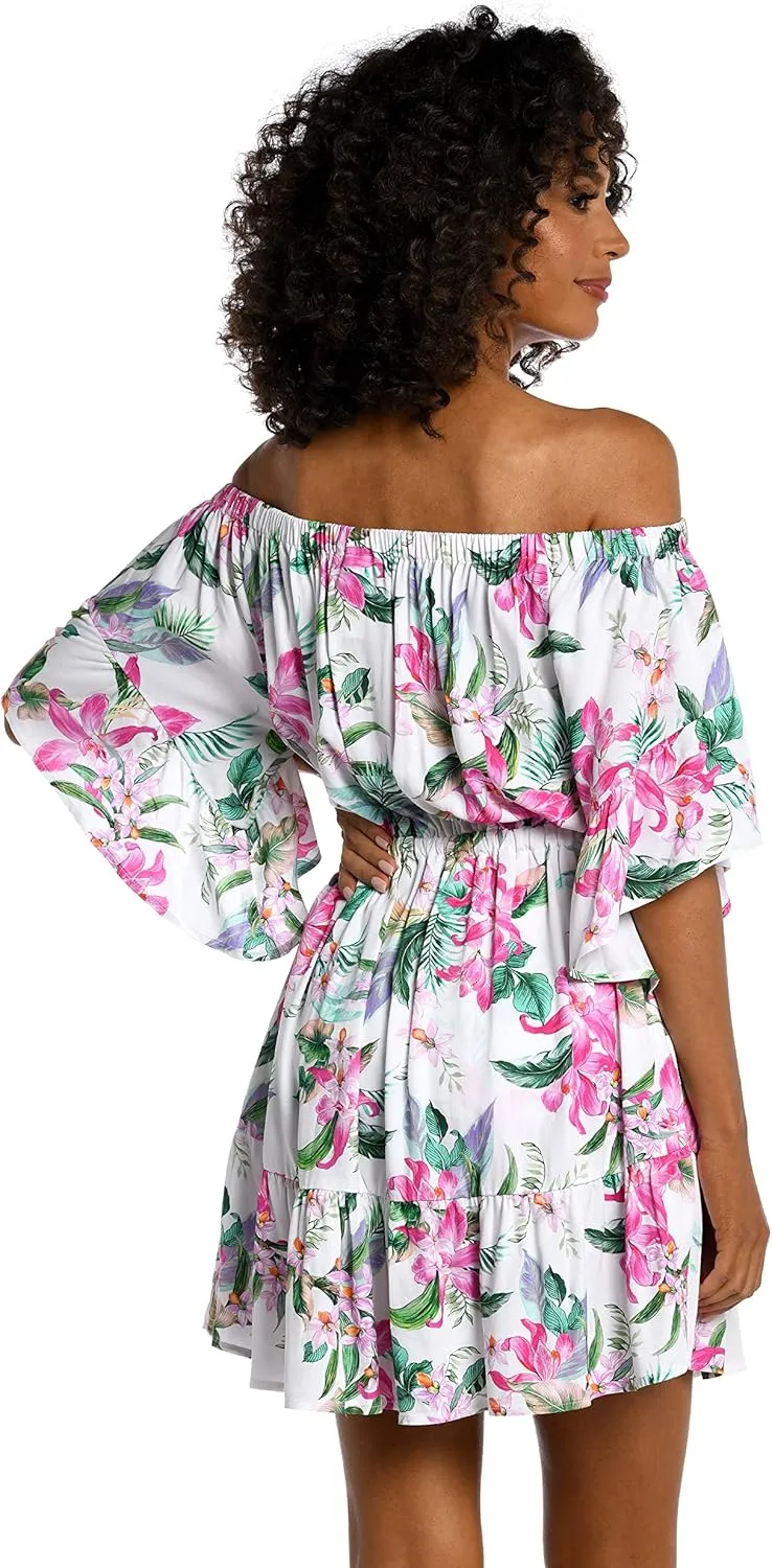 La Blanca Women's Off Shoulder Mini Dress Swimsuit Cover Up