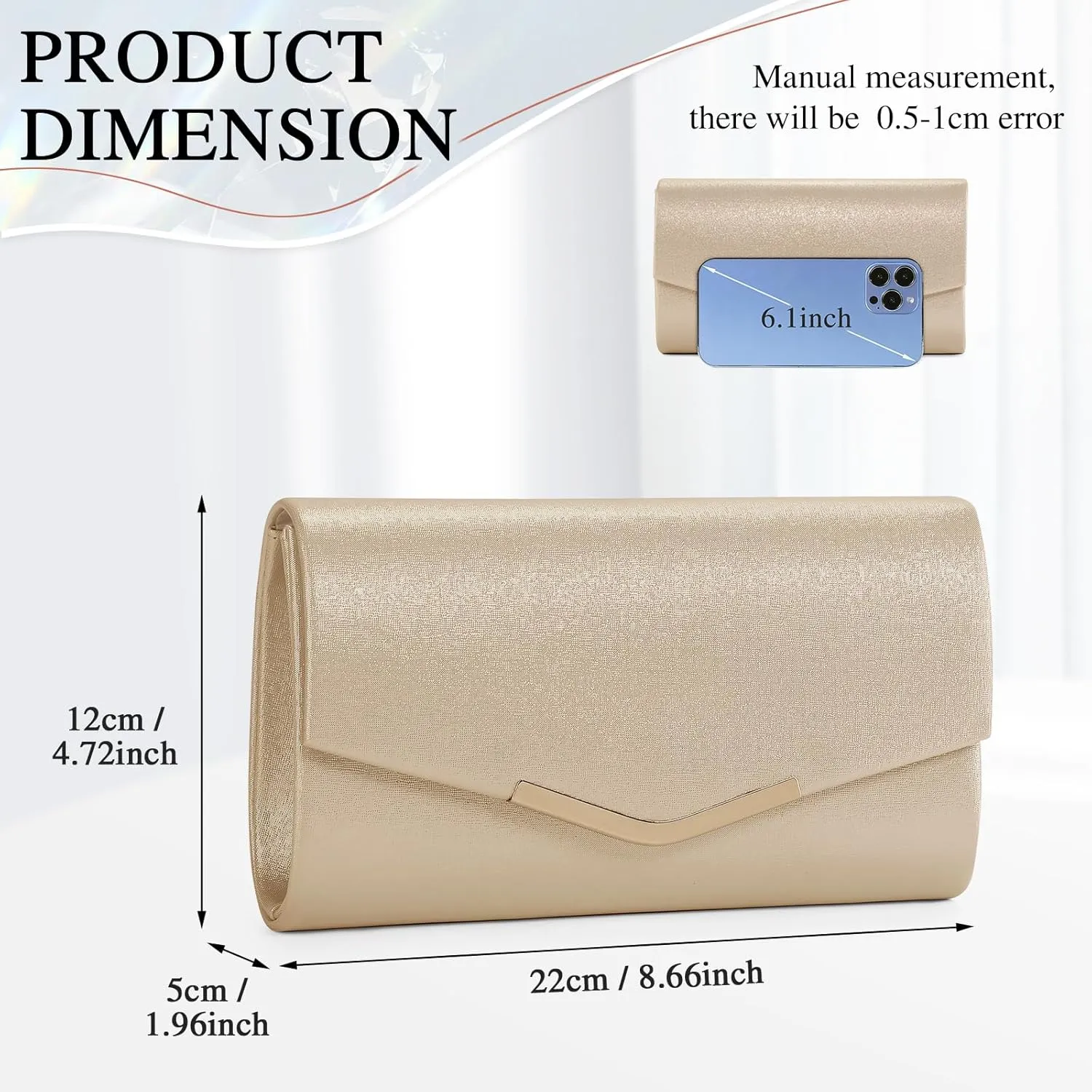 Ladies Evening Clutch Bag Envelope Handbag Prom Bridal Wedding Party Purse with Detachable Chain