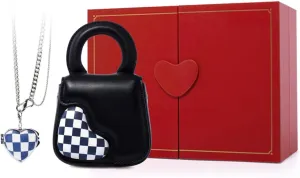LAFESTIN Small Leather Heart Purse Designer Evening Bag With Removable Chain Strap Crossbody Purse For Wedding, Cocktail Prom