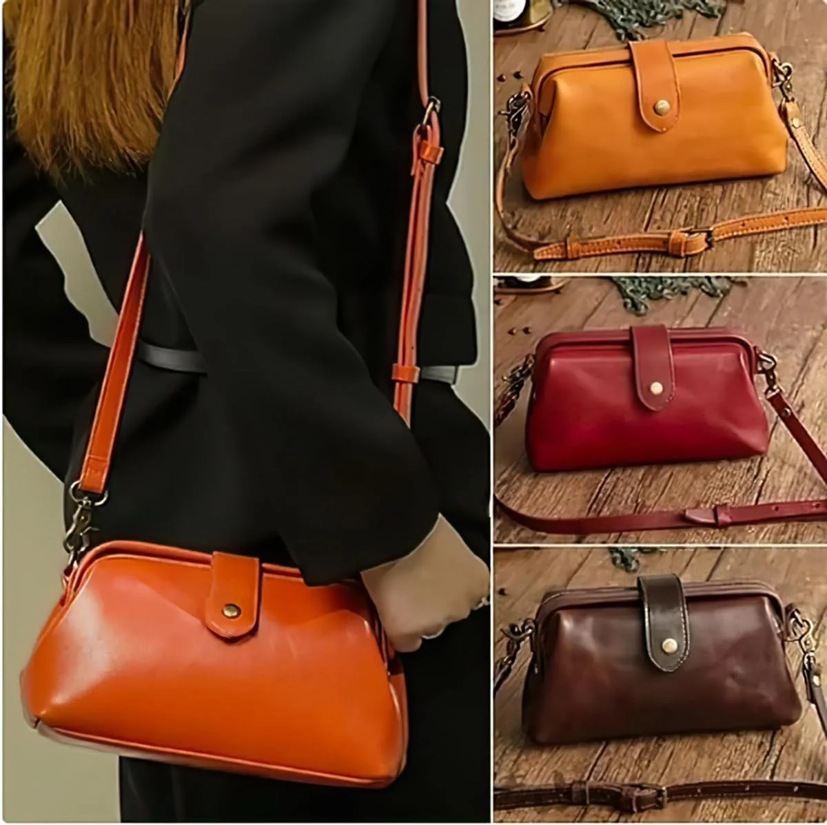 Langrents Retro Handmade Bag, Retro Doctor Handbag, Waterproof Shoulder Bag for Women, Gpmsign Bag