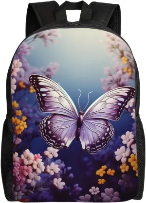 Laptop Backpack for Men Women Carry On Backpack Butterfly Floral Backpack Lightweight Travel Bag Casual Daypack