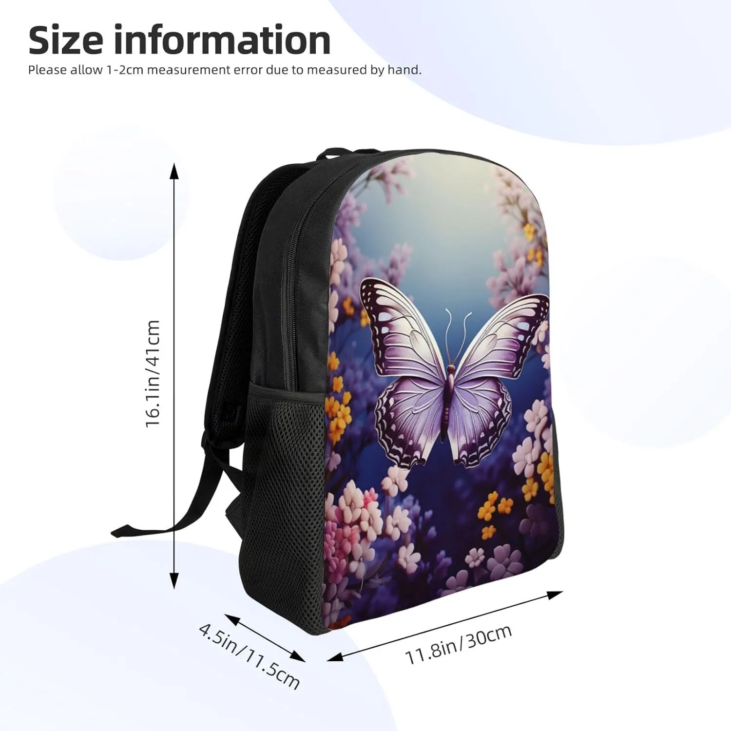 Laptop Backpack for Men Women Carry On Backpack Butterfly Floral Backpack Lightweight Travel Bag Casual Daypack