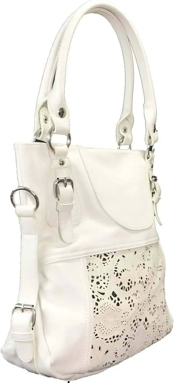 Laser Cut Hobo Bag Double Handles Big Purse