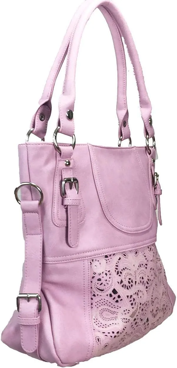 Laser Cut Hobo Bag Double Handles Big Purse