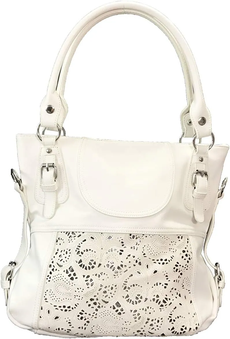 Laser Cut Hobo Bag Double Handles Big Purse