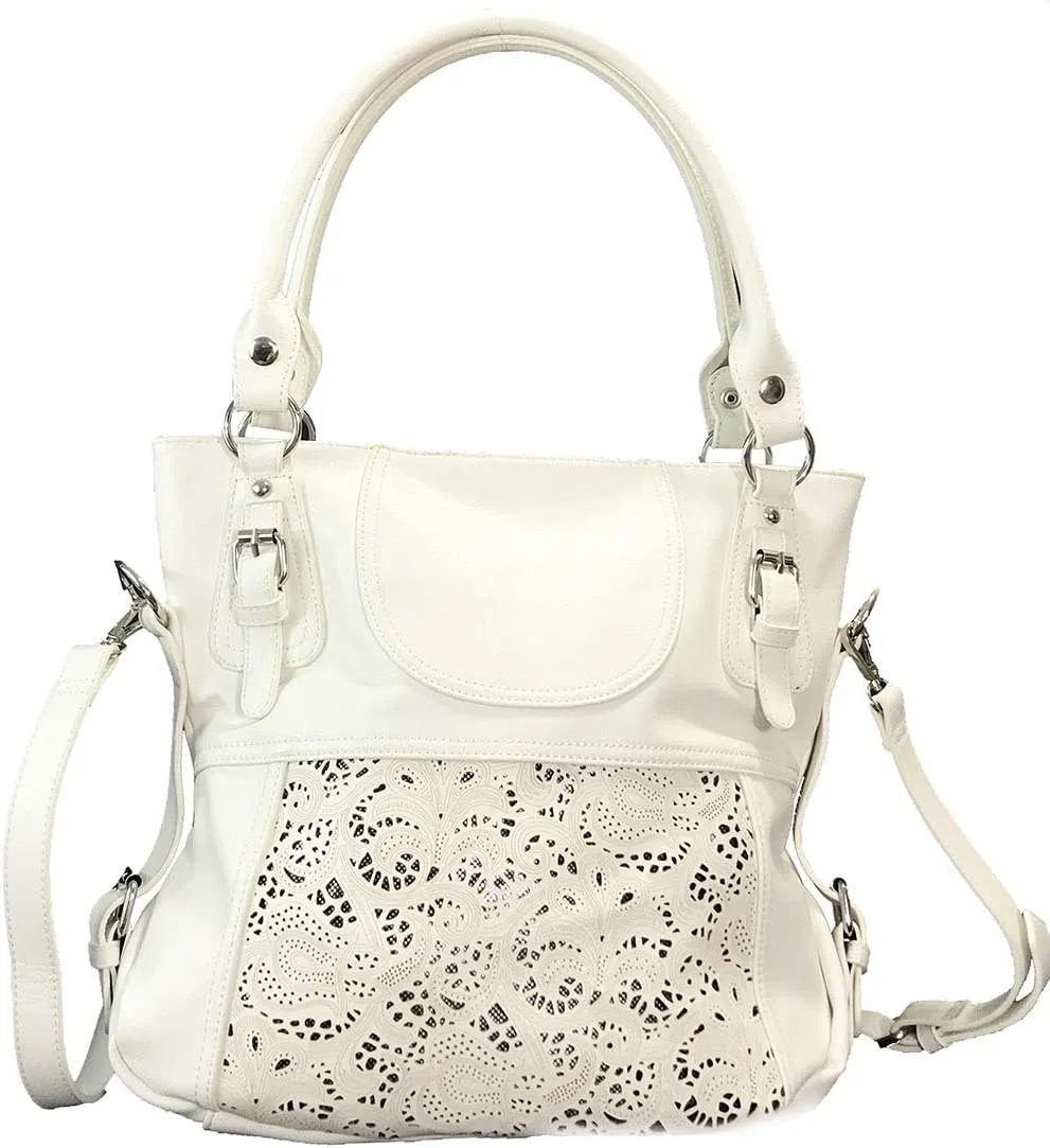 Laser Cut Hobo Bag Double Handles Big Purse