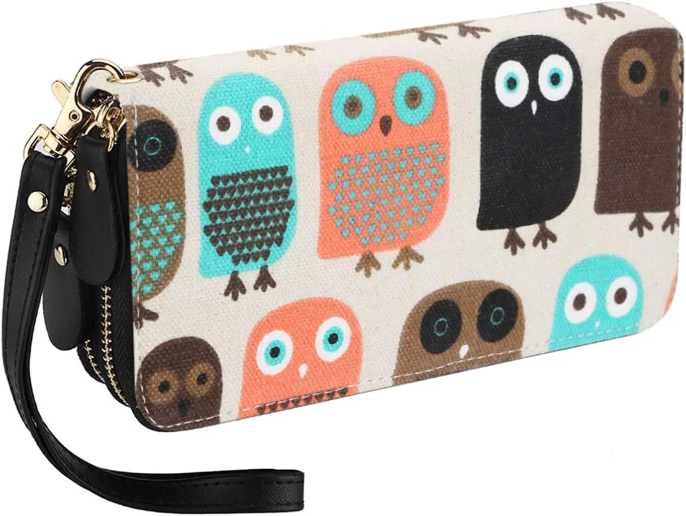 LATH.PIN RFID Blocking Bohemian Purse Wallet Canvas Elephant Pattern Handbag with Coin Pocket and Strap