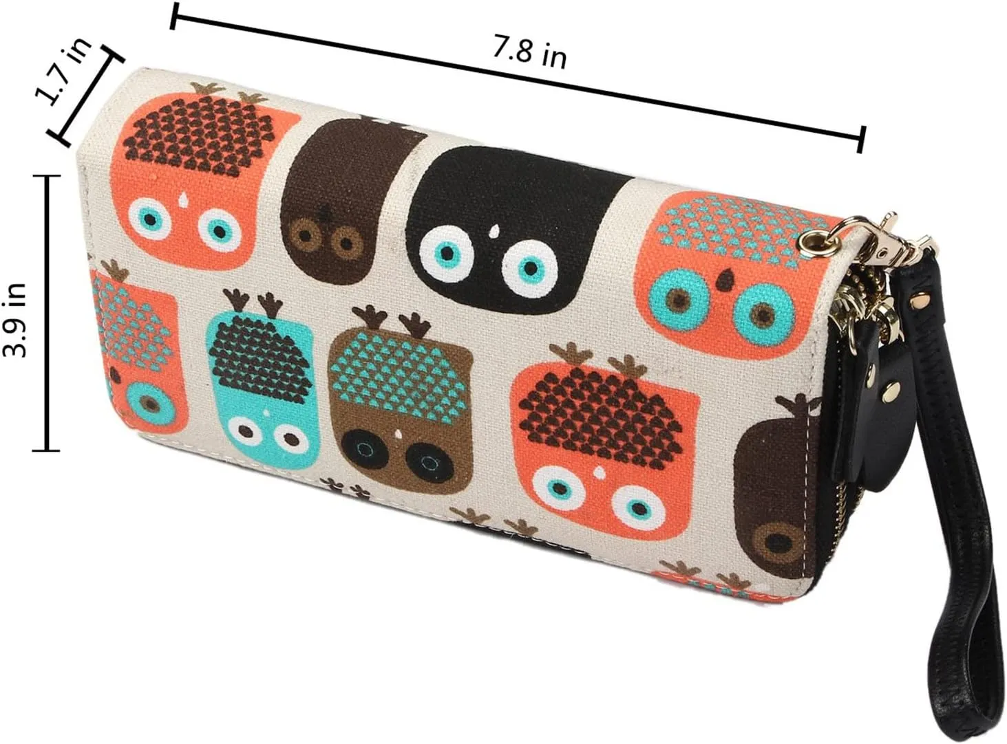 LATH.PIN RFID Blocking Bohemian Purse Wallet Canvas Elephant Pattern Handbag with Coin Pocket and Strap