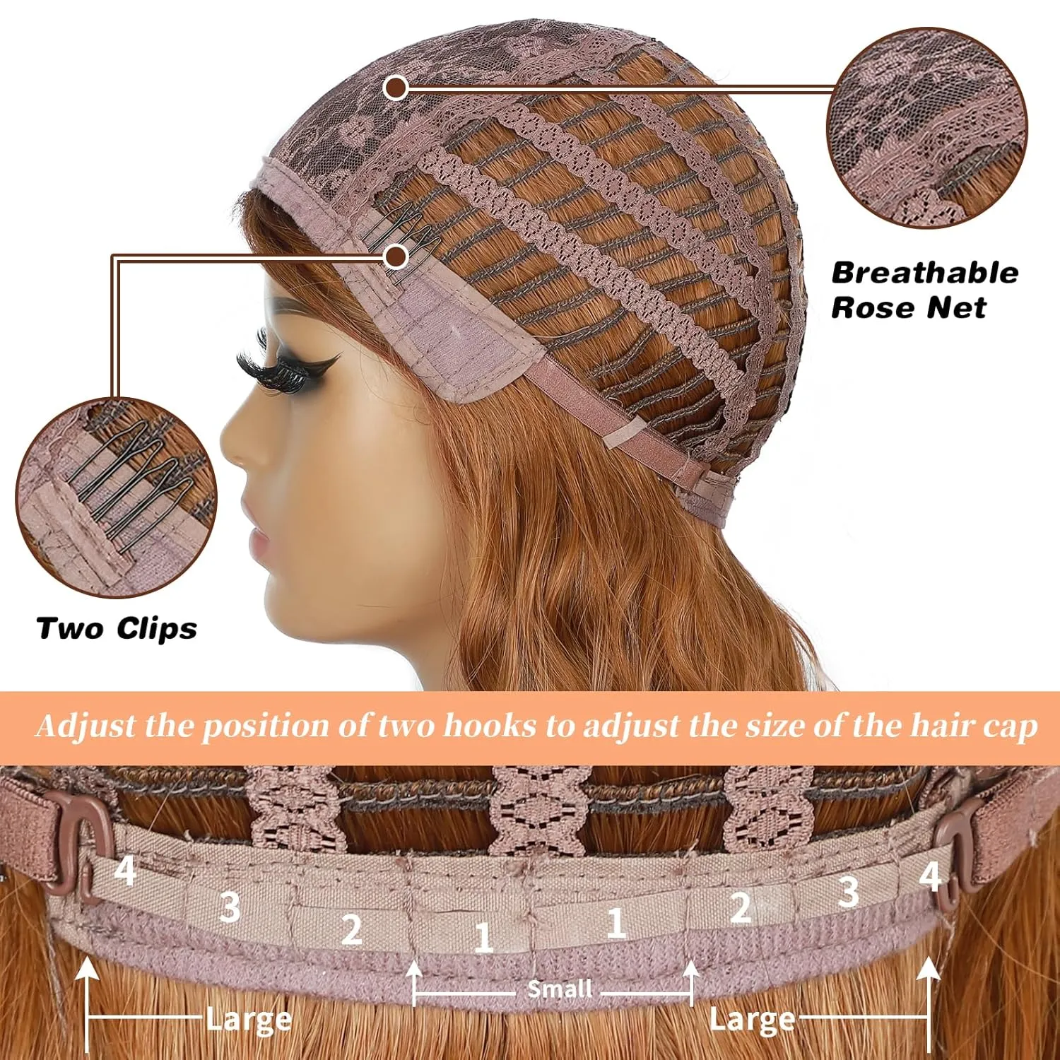 Lativ Auburn Wig with Bangs Short Bob Wigs for Women Shoulder Length Ginger Wavy Curly Wigs Synthetic Fiber Wigs 14 Inches for Daily Party Use