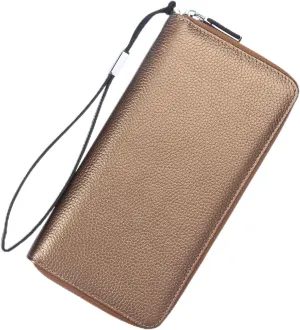 Lavemi Women's RFID Blocking 100% Leather Large Capacity Zip Around Wallet Phone Holder Clutch Travel Purse Wristlet