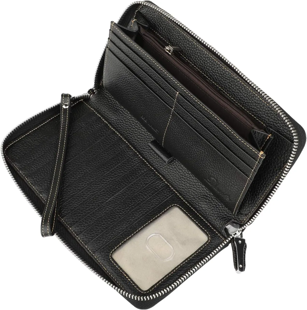 Lavemi Women's RFID Blocking 100% Leather Large Capacity Zip Around Wallet Phone Holder Clutch Travel Purse Wristlet