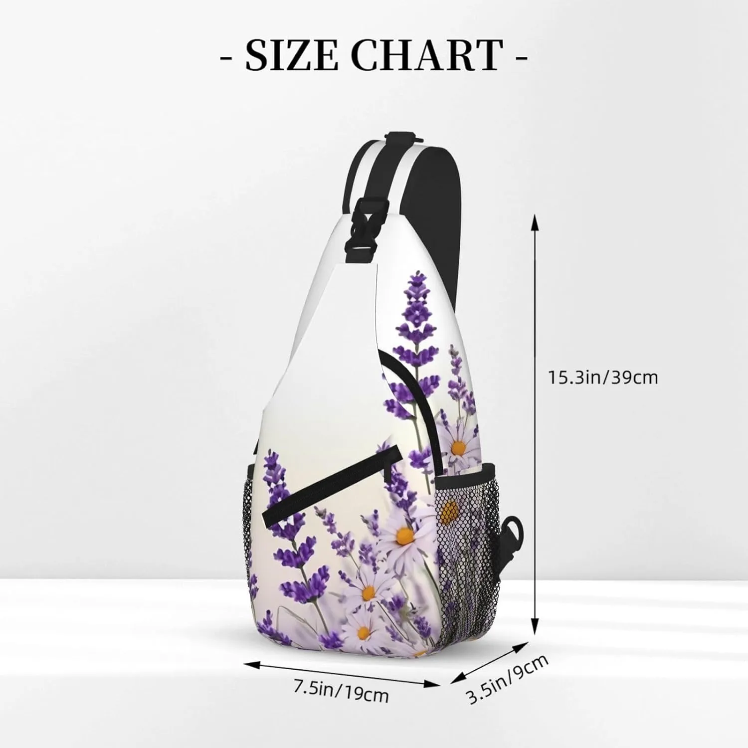 Lavender Flower Print Cross Chest Bag Diagonally For Short-Distance Travel And Daily Use