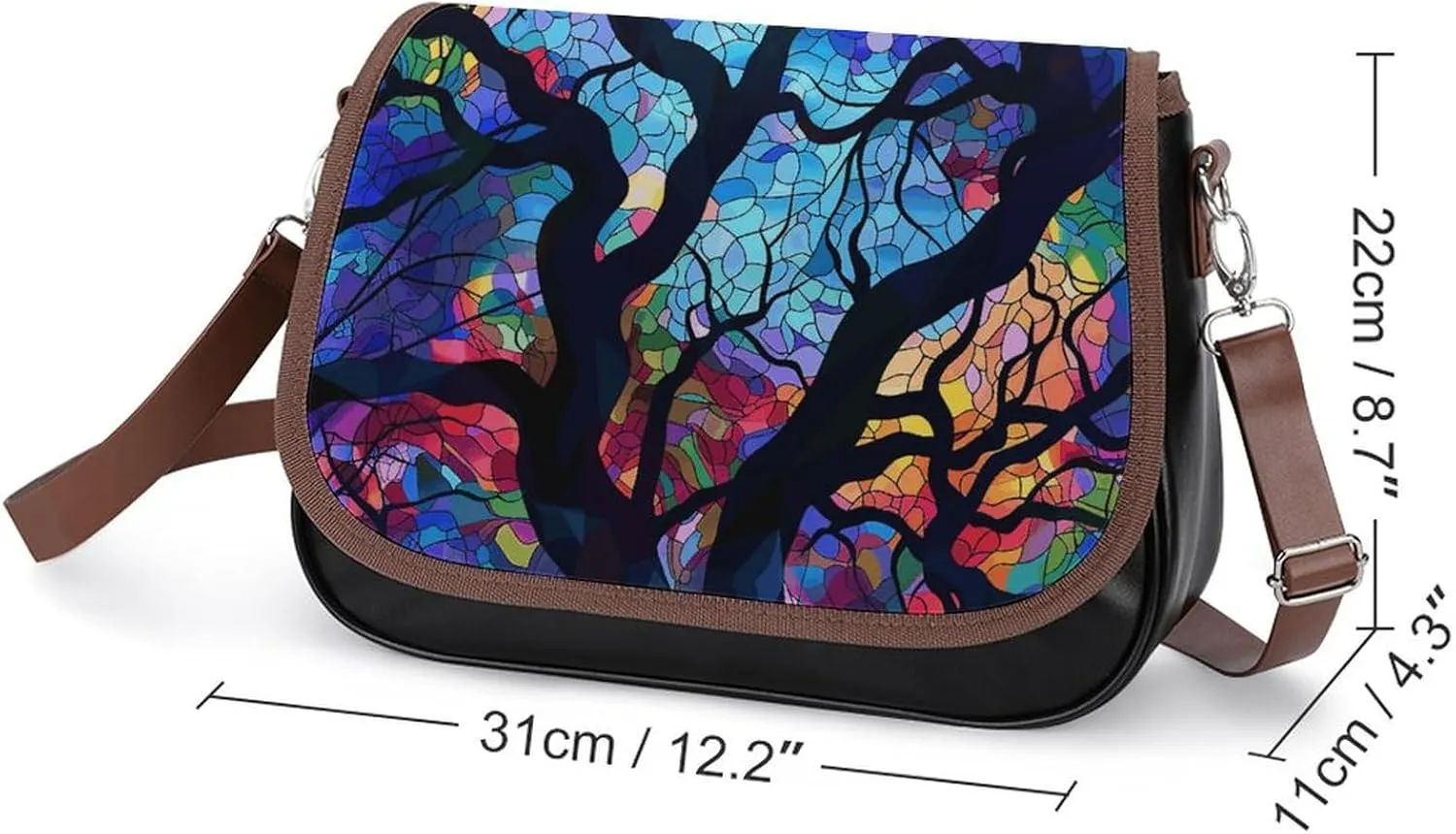 Leather Crossbody Bag for Women Bugs And Leaves Detachable Strap Handbags Travel Purse Shoulder Bag for Daily Use