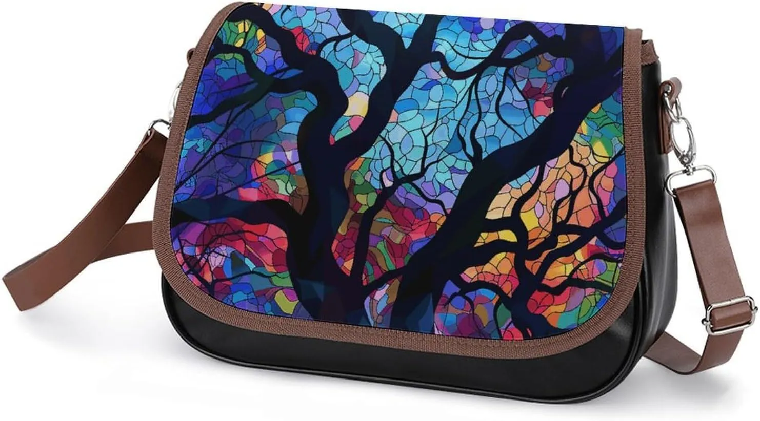 Leather Crossbody Bag for Women Bugs And Leaves Detachable Strap Handbags Travel Purse Shoulder Bag for Daily Use