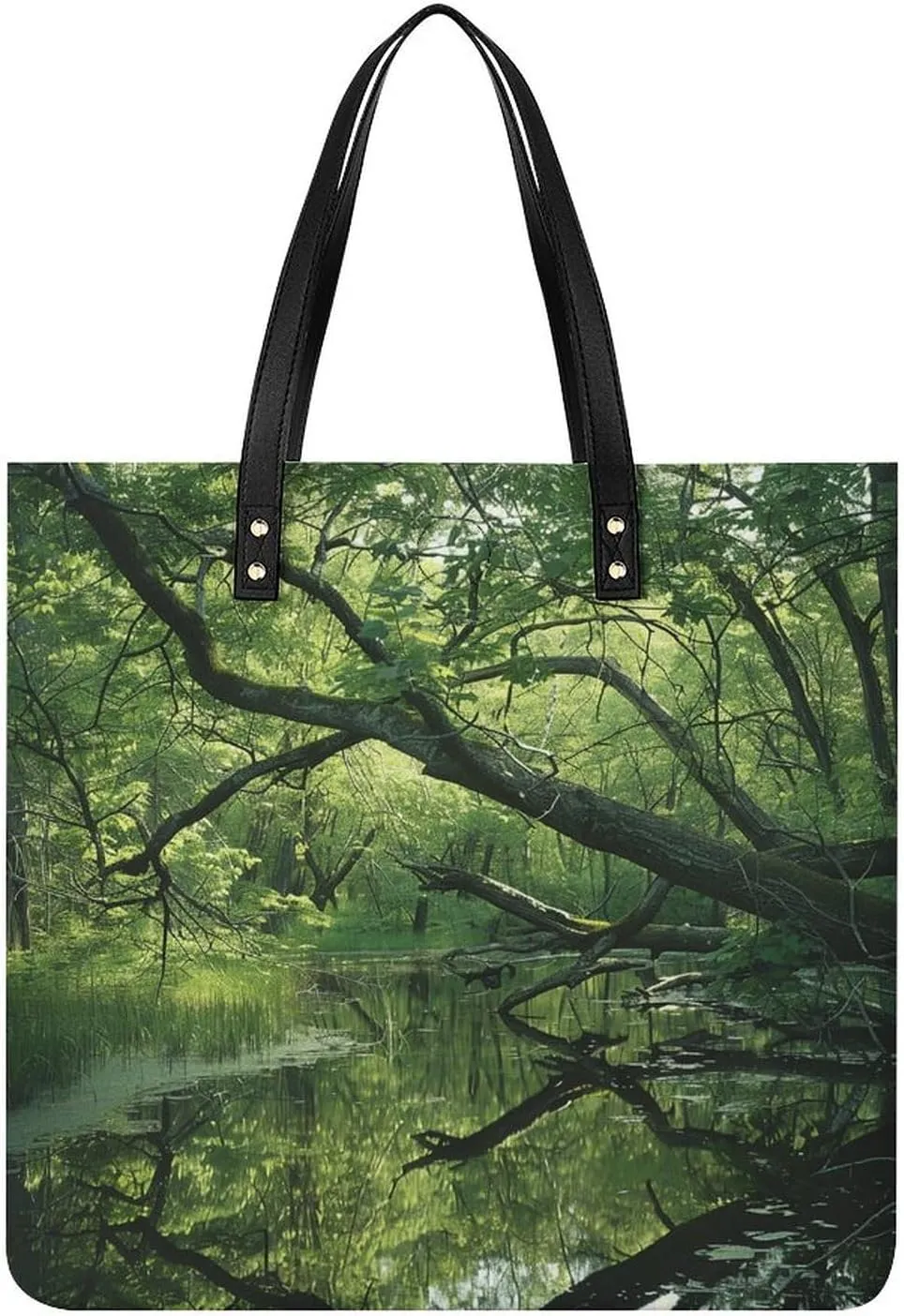 Leather Handbags Fallow An Ancient Swamp Printing Leather Purse Portable Tote Purse For Women