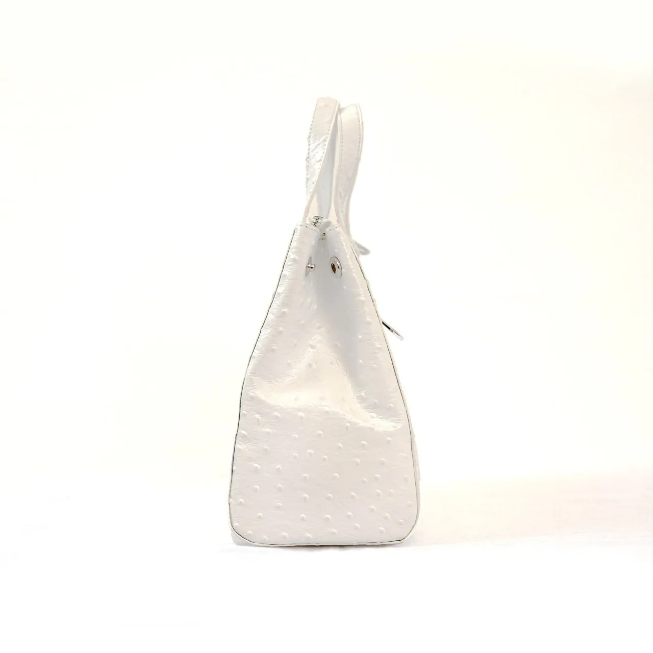 Leather Ostrich Effect Handbag - White