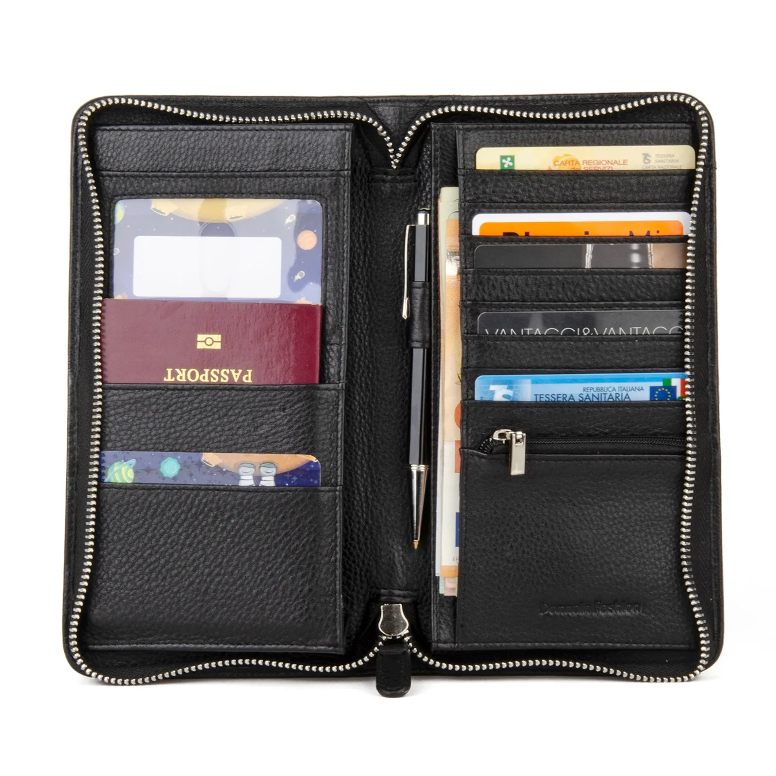 Leather Passport Holder for Family - RFID Blocking Travel Wallet