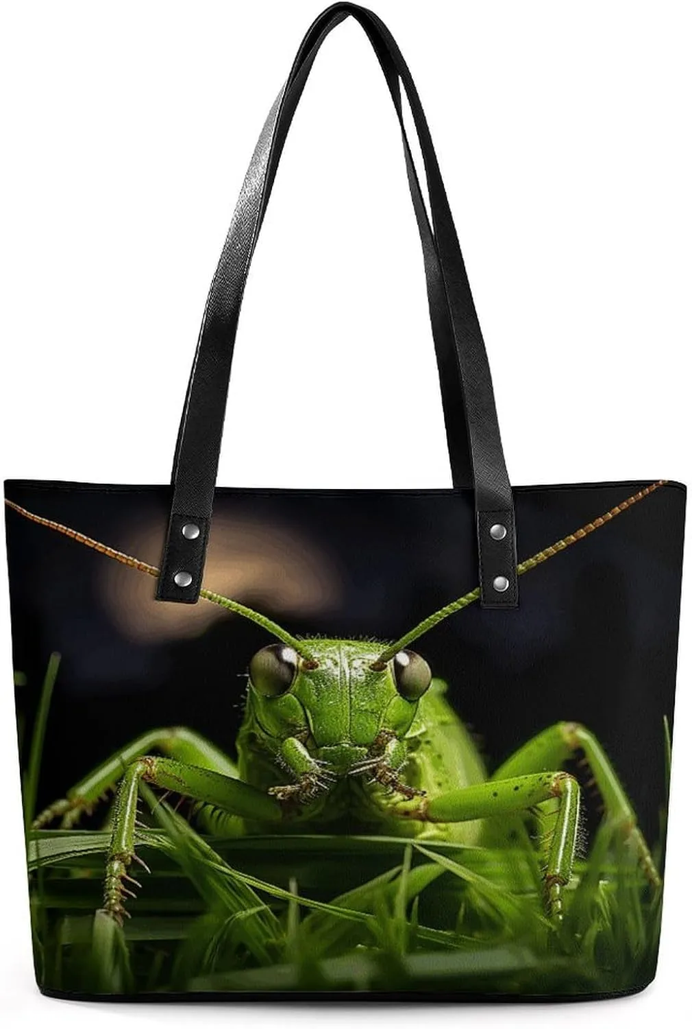Leather Purse For Women Elegance Grasshopper on Grass Printing Tote Bag Pu Purses Handbags For Work Travel Casual Use