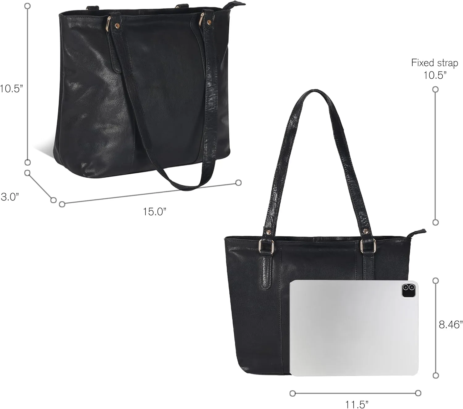 Leather Purse For Women - Real Leather Tote For Women - Ladies Shoulder Handbag For Work, Travel, Casual Use