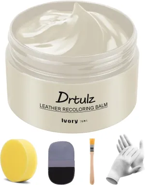 Leather Recoloring Balm, Leather Color Restorer Conditioner, Leather Restorer for Couches Paint, Leather Scratch Remover, Scratch Leather Faded Repair Kits for Vinyl Furniture (Ivory, 75ML)