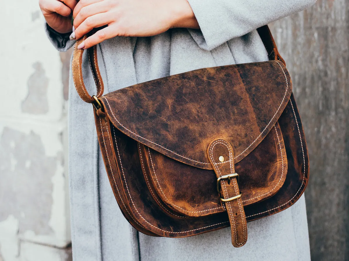 Leather Saddle Bag 12 Inch