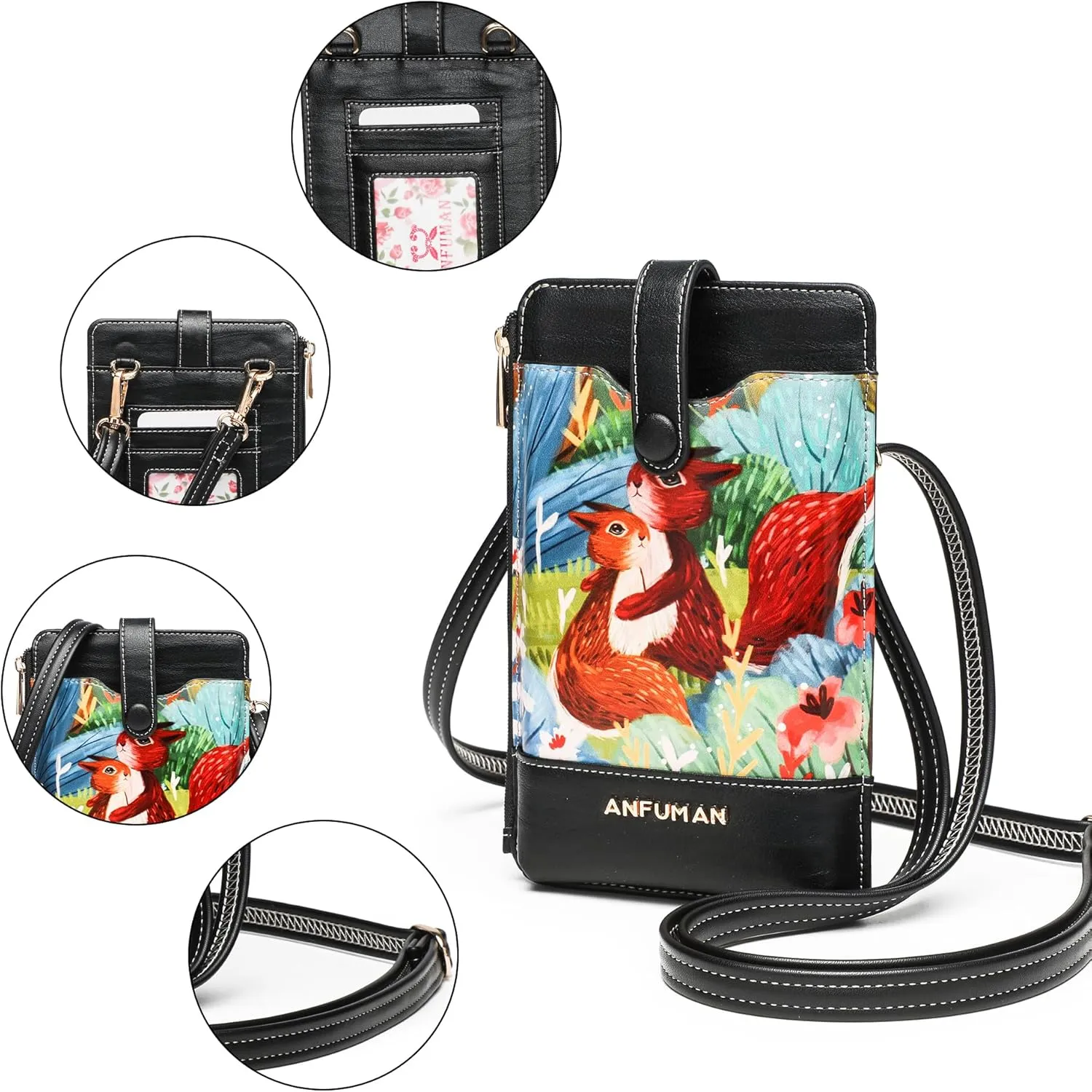 Leather Small Crossbody Bags for Women Designer Cell Phone Bag Wallet Purses Adjustable Strap