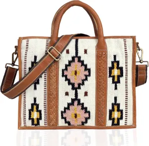 Leather Tote Bag Western Crossbody for Women Aztec Leather Handbags Shoulder Boho Crossbody Bag for Womens