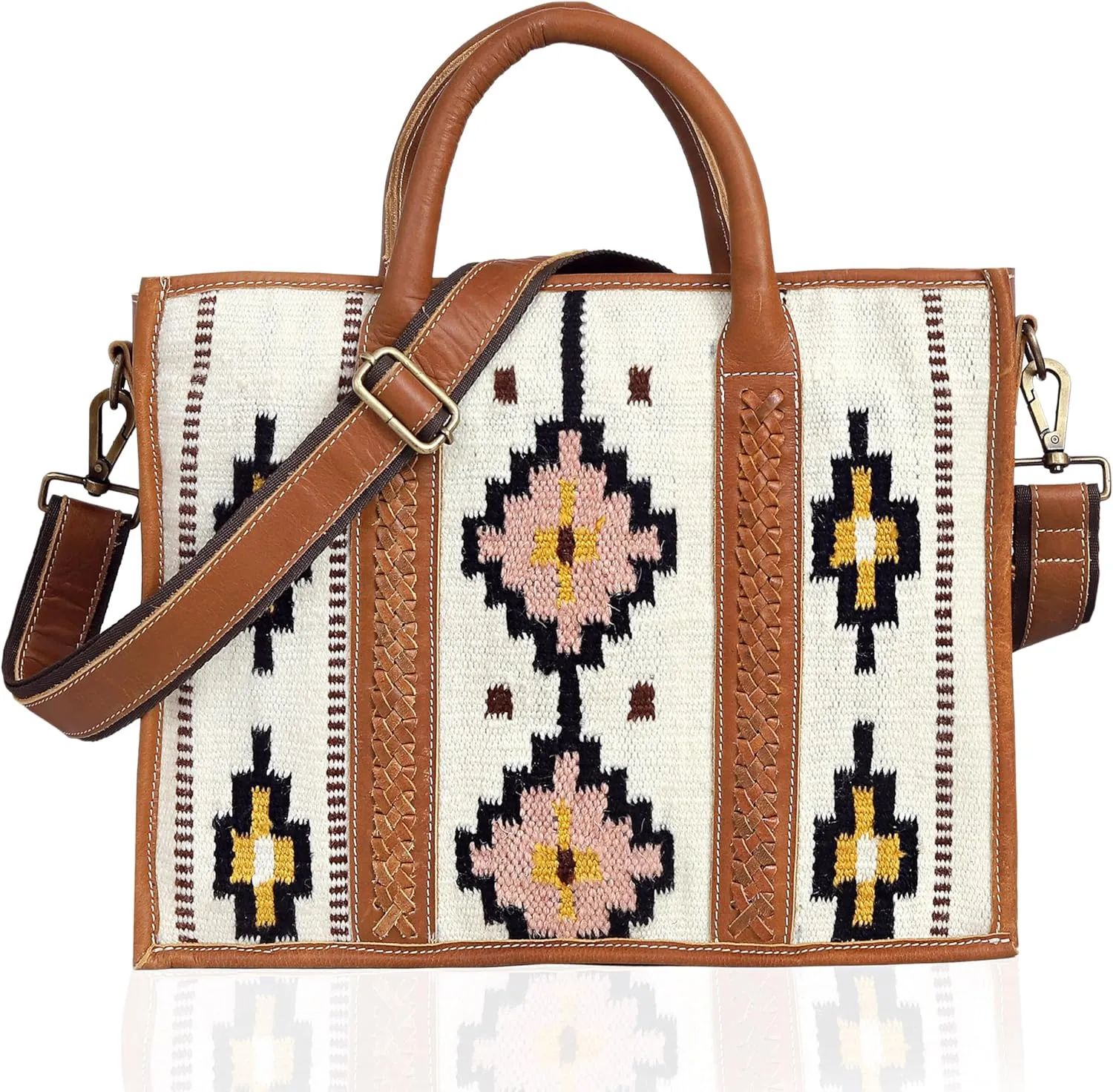 Leather Tote Bag Western Crossbody for Women Aztec Leather Handbags Shoulder Boho Crossbody Bag for Womens