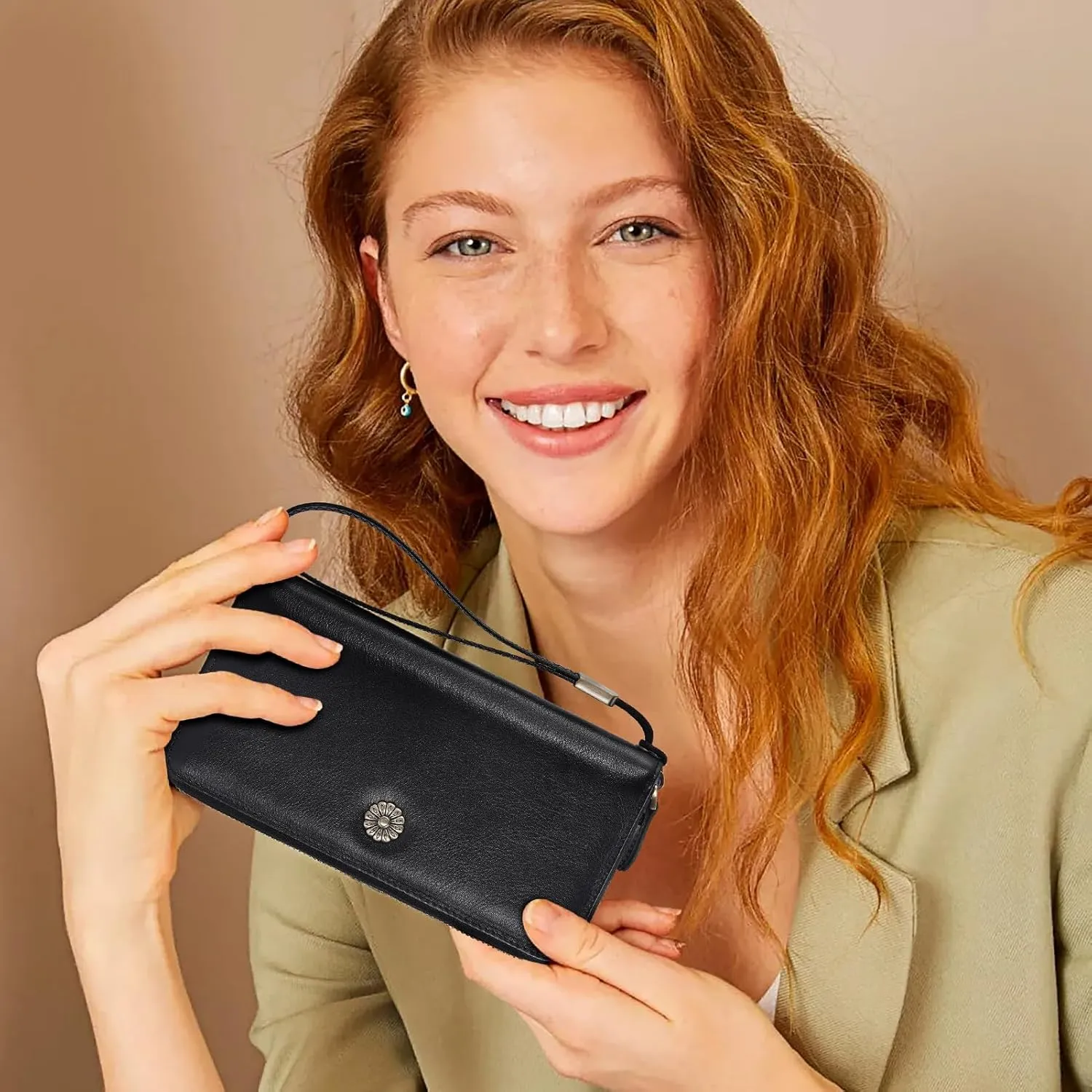 Leather Wallet For Women RFID Blocking Wallet Women Large Capacity Wristlet Clutch Wallets Credit Card Holder Purse