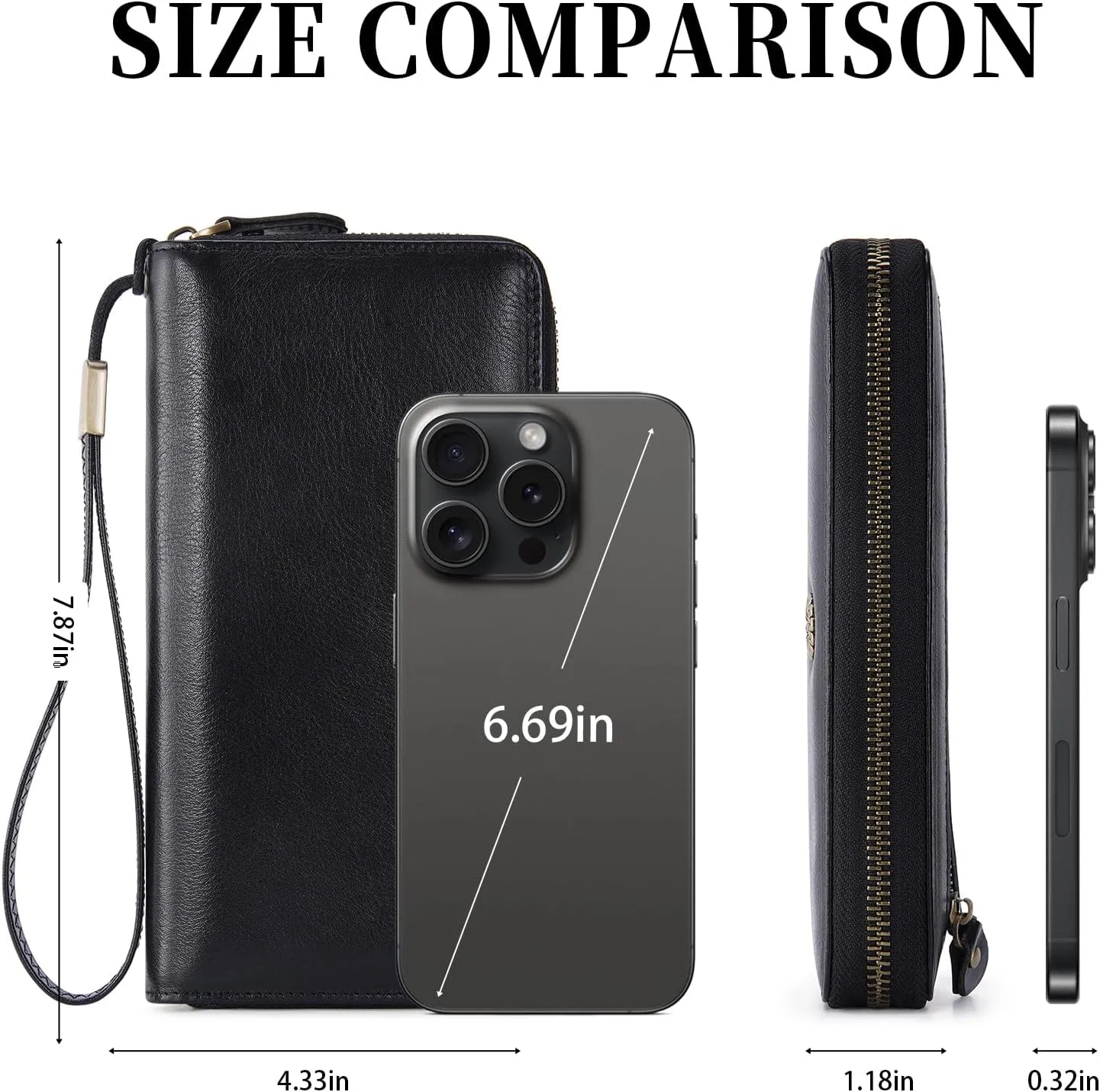 Leather Wallet For Women RFID Blocking Wallet Women Large Capacity Wristlet Clutch Wallets Credit Card Holder Purse