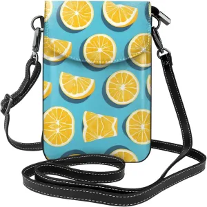 Lemon wedges Leather crossbody flip phone bag, microfiber PU leather, suitable for daily use