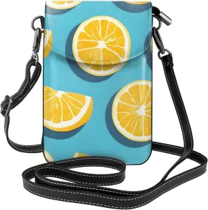 Lemon Wedges Women'S Leather Mini Crossbody Bag With Detachable Shoulder Strap, Suitable For Walking And Shopping Trips