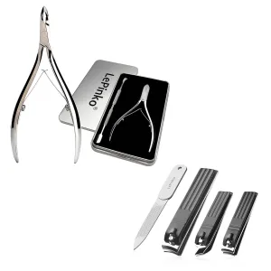 LePinko Salon-Quality Cuticle Trimmer with Cuticle Remover and Nail Clipper Set