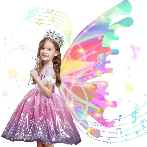 Light Up Butterfly Fairy Wings for Girls 4-6, Gifts for 4 5 6 7 8 Year Old Kids Age 5-7 Christmas Halloween Princess Dress Up Costume Toys for Girls 6-8 Birthday Gift Ideas for Girl