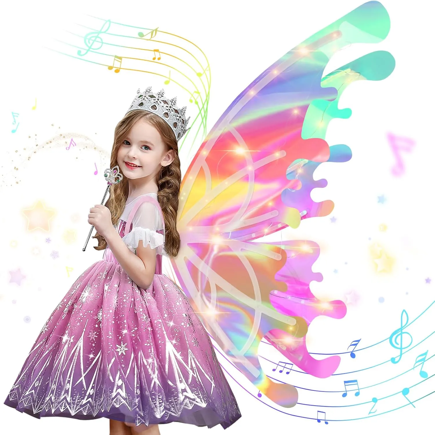 Light Up Butterfly Fairy Wings for Girls 4-6, Gifts for 4 5 6 7 8 Year Old Kids Age 5-7 Christmas Halloween Princess Dress Up Costume Toys for Girls 6-8 Birthday Gift Ideas for Girl