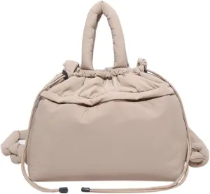 Lightweight Adjustable Cloud Backpack for Women, Multi-Way Carry Cotton Tote Bag with Magnetic Closure,Stylish Daypack (Khaki)