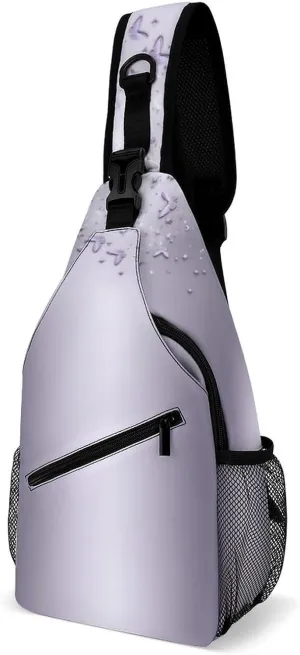 Lilac Shimmer Sparkle Flutter Butterfly Fashion Crossbody Bag for Both Men And Women, Travel And Hiking Crossbody Bag, Chest Bag