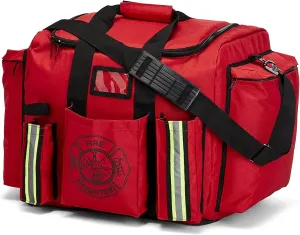 LINE2design Customizable Firefighter Rescue XXL Turnout Gear Bag with Yellow Reflective Trim & Removable, Adjustable Shoulder Strap - Premium Quick Drying Fabric with Reinforced Bottom - Red