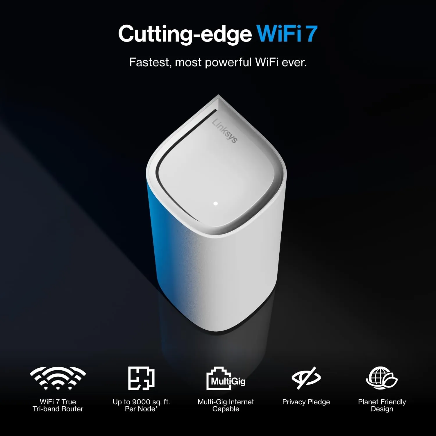 Linksys Velop Pro 7 WiFi Mesh System | One Cognitive Mesh Tri-Band Router with Over 10 Gbps Speeds | Whole Home Coverage up to 3,000 sq. ft. | Connect 200  Devices | 1 Pack MBE7001 | 2023 Release