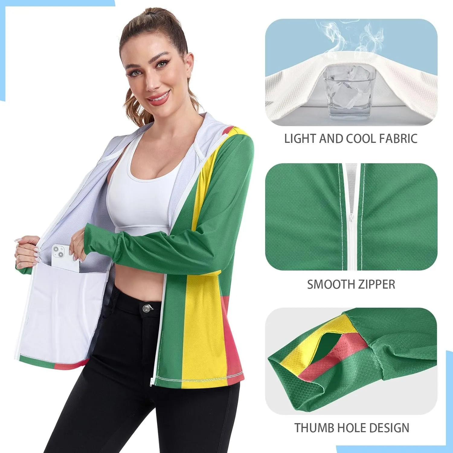 Lithuania Flag Uv Blocking Clothing, Upf 50  Hooded Long Sleeve Shirt Women, S-XXL