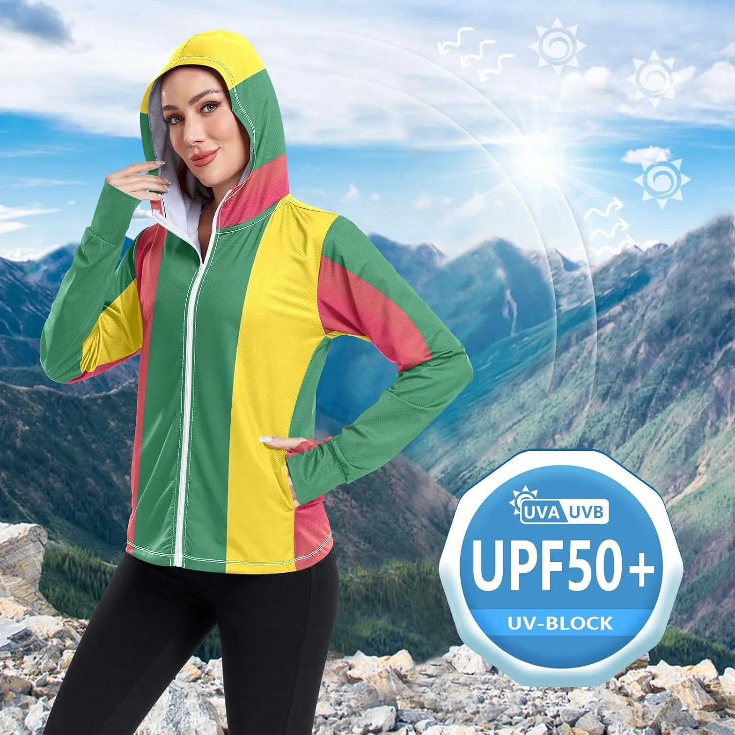 Lithuania Flag Uv Blocking Clothing, Upf 50  Hooded Long Sleeve Shirt Women, S-XXL