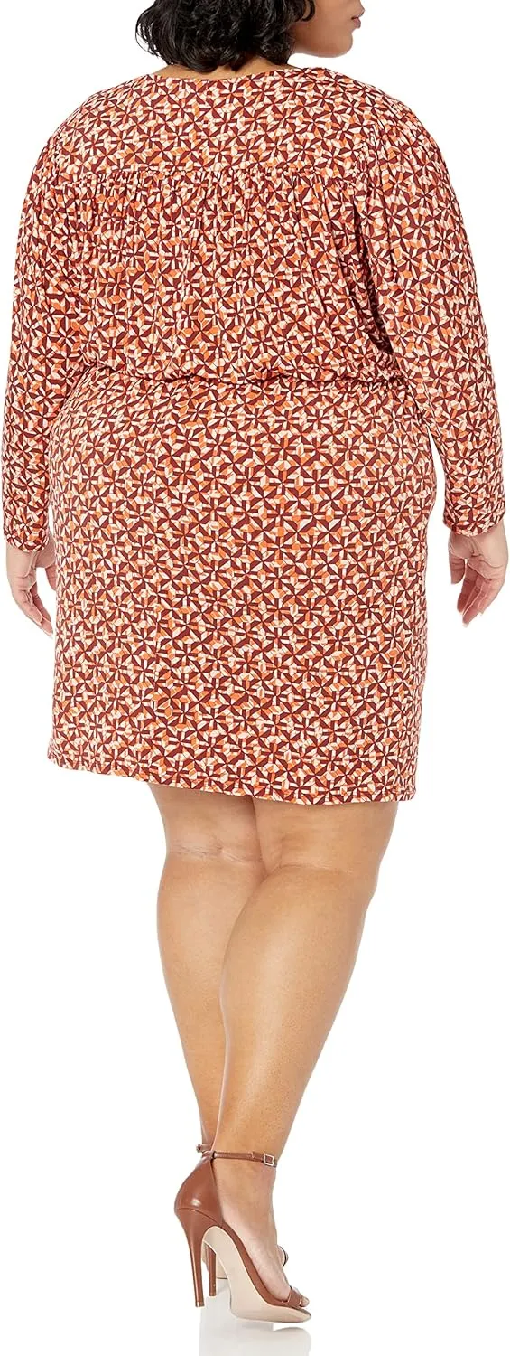 London Times Women's V-Neck Shoulder Yoke Dolman SLV Jersey Dress