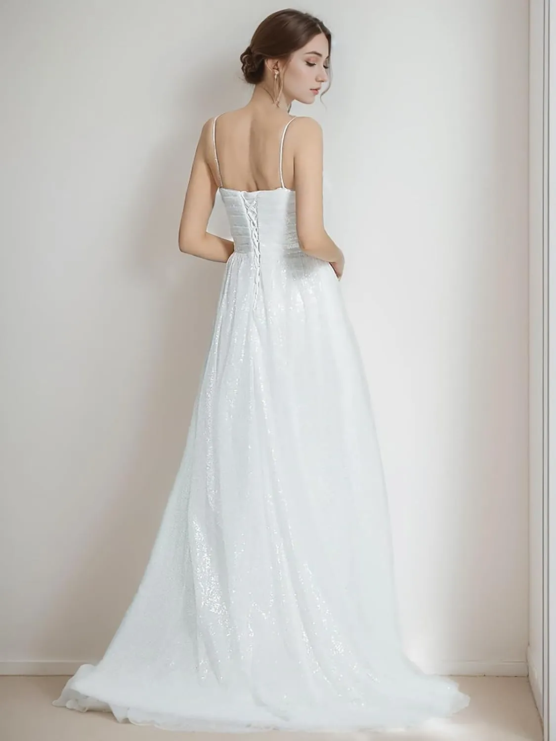 Long Sparkle Formal Dress Cocktail Party Prom Long Wedding Guest Dresses for Women Sleeveless Sequined Slit