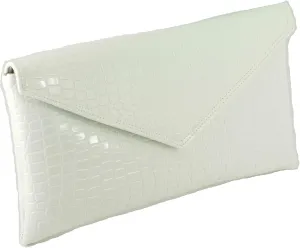LONI Womens Neat envelope patent crocodile clutch bag