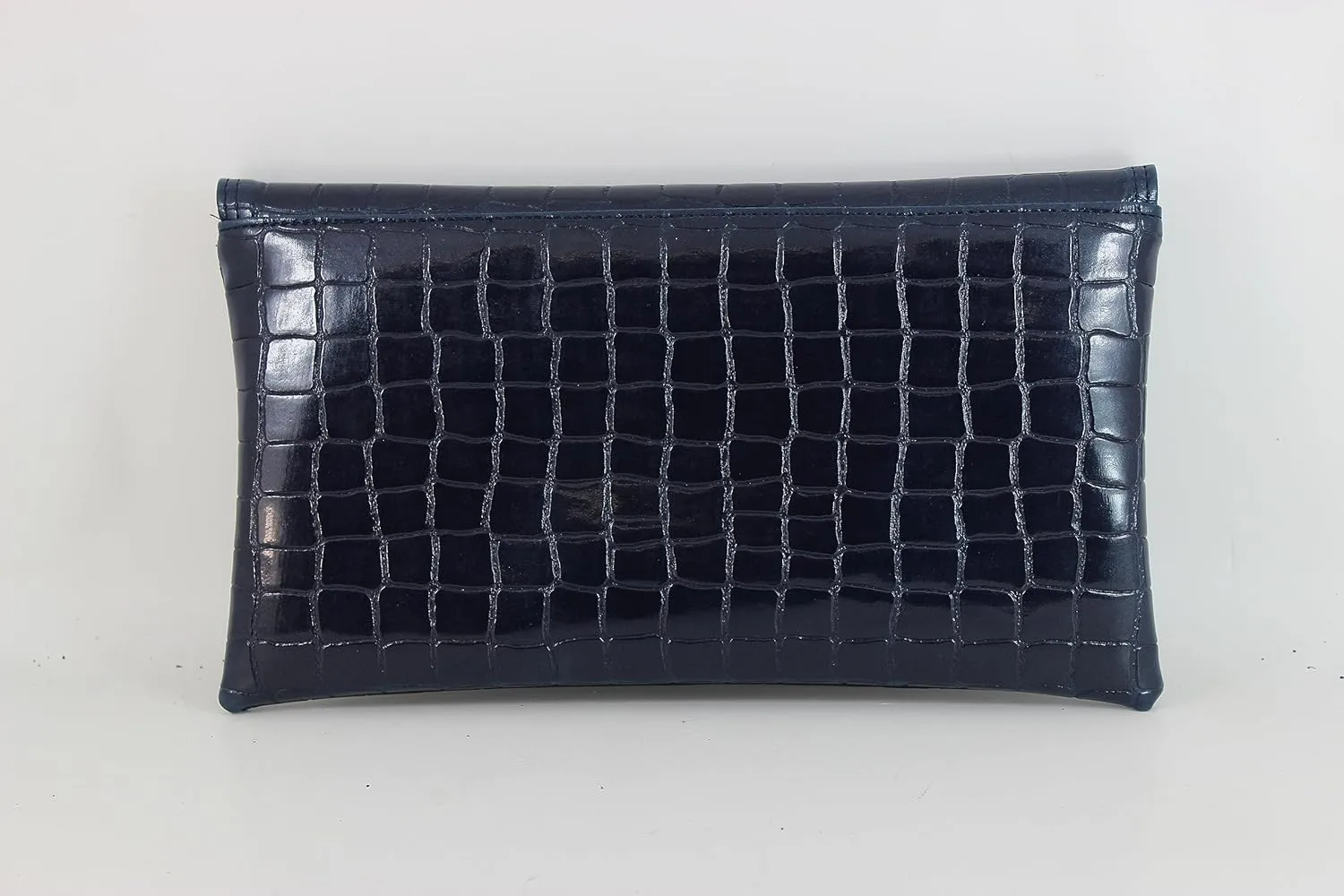 LONI Womens Neat envelope patent crocodile clutch bag